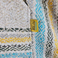 Molina Drug Rug Pullover Adult Medium Biege Striped Boho Retro Hippie Hoodie