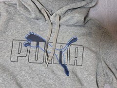Puma Men’s Hoodie Gray Pullover Size Small Long Sleeve Gray Logo Sweatshirt Y2K