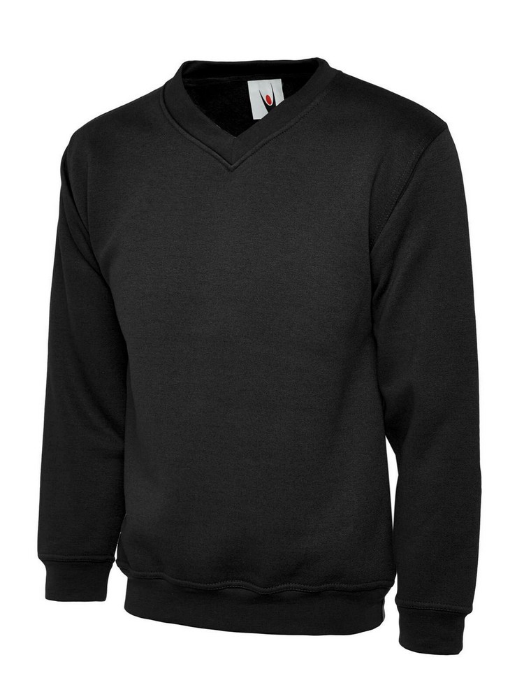 Mens Plain Black V Neck Work Sweatshirt Size XS to 4XL – WORK JUMPER LEISURE