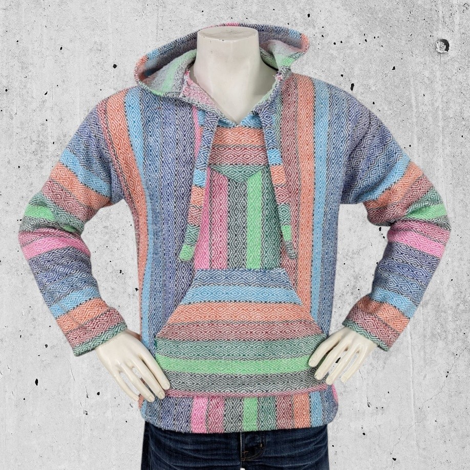 Molina Drug Rug Hoodie Men Size Medium Poncho Baja Sweatshirt Oversized Mexico