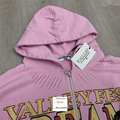 MEN WOMEN PINK DREAM VALLEY ZIP UP HOODIE SWEATSHIRT RHINESTONE WORN COAT TOP