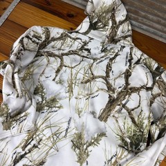 Vtg True Timber men size Large white snow camo pull over fleece hoodie USA