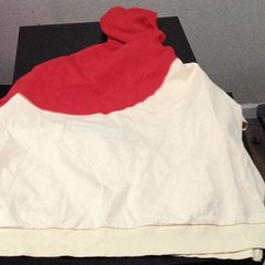 Makobi Men’s L Red/Ivory Colorblock Full Zip Fleece Hoodie Bear Graphic