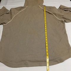 Nike Hoodie Sweatshirt Mens Large Tan Center Swoosh Ribbed Knit Pullover Y2K