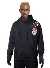 Niepce Unisex Japanese Koi Fish Embroidery Hoodie Black Streetwear Sweatshirt