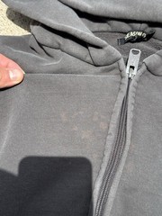 Kanye Yeezy Season 6 Full Zip Black Heavyweight Distressed Hoodie Jacket XL