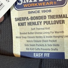 Smith’s Workwear Sweatshirt Mens 3XL Gray Sherpa Thermal Knit Henley Pullover