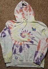 The Goat USA Adult Medium White Tie Dye Hoodie Long Sleeve Cotton Polyester M