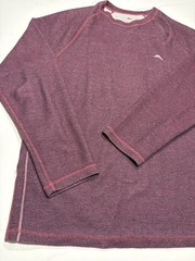 Tommy Bahama Sweatshirt Mens L Coral Pink Cotton Crewneck Pullover Logo Boxy