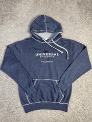 Universal Studios Hoodie Mens M Blue Pullover Fleece Hooded Pockets Logo