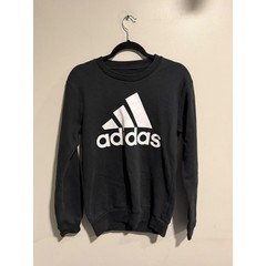 Adidas Essentials Fleece Crewneck Sweatshirt Black White Logo DA26334