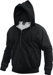 Mens Black Solid Thermal Lined Full Zip Hoodie Sweatshirt