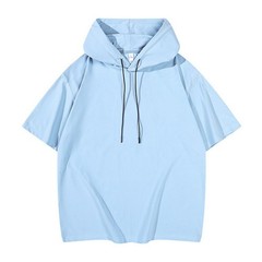 Men Casual Hooded Short Sleeve T Shirt Loose Fit Top Sweatshirt Daily Wear