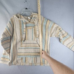 Molina Drug Rug Pullover Adult Medium Biege Striped Boho Retro Hippie Hoodie