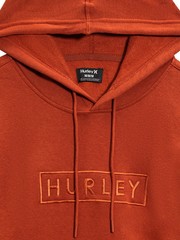 Hurley Men’s Rust Red Box Logo Fleece Pullover Hooded Sweatshirt Hoodie