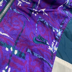 Vintage Nike Windbreaker Mens L Blue Purple 80S 90S Full Zip Color Block Coat