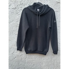 Alo Yoga Sherpa Hoodie Black Pullover Sweatshirt Men Small Logo Patch Pocket