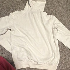 H&M Men’s White Graphic Print Pullover Hoodie Regular Fit Size S Pockets