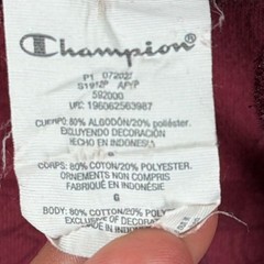 Champion Hoodie Mens Large Maroon Monogram Classic Fleece Leather Stripe