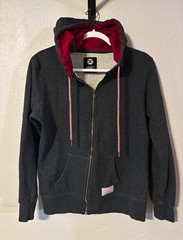 Hooey Men’s M Regular Gray Fleece Full Zip Hooded Hoodie Pockets Graphic Print
