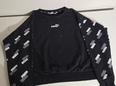 Puma Essentials Logo Tape Black Sweatshirt Hoodie Men’s Size L