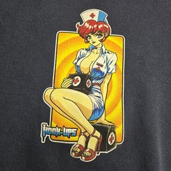 Vtg 90s Hook-Ups Skateboarding Nurse Graphic Sweatshirt Large Navy Blue 1990s