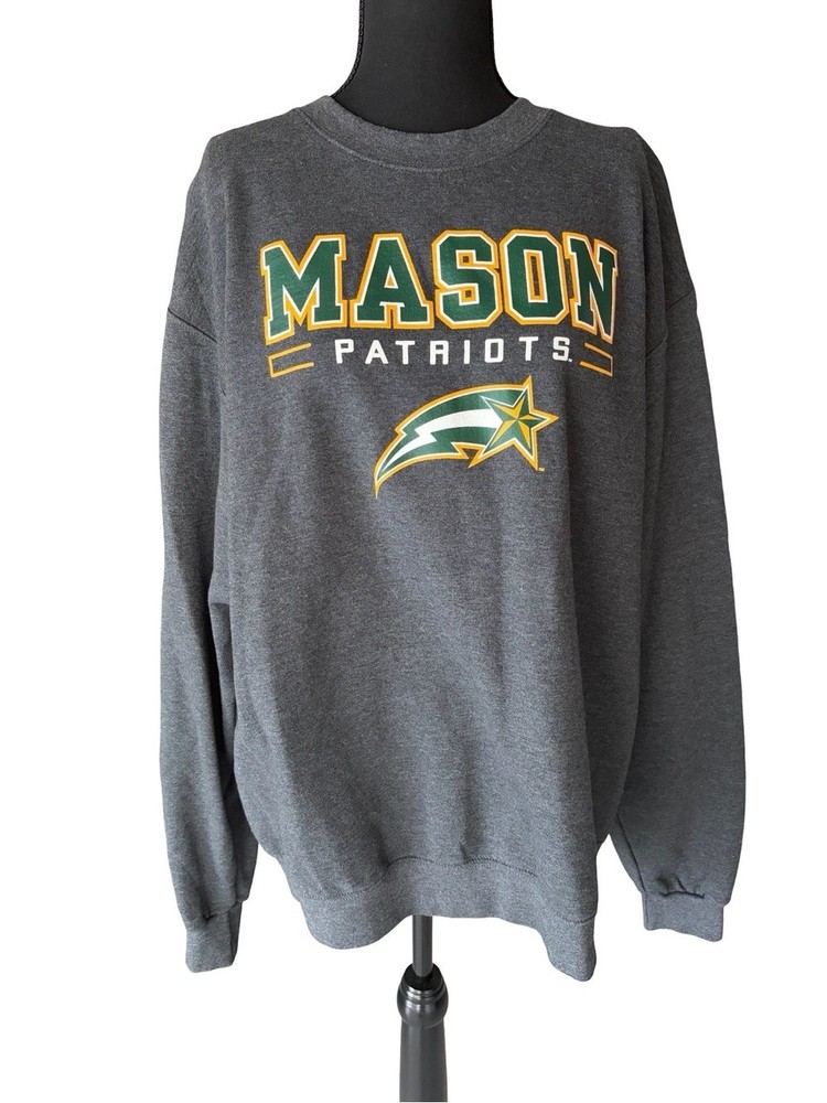 Champion George Mason University Gray Crewneck with Green and Gold Logo