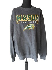 Champion George Mason University Gray Crewneck with Green and Gold Logo