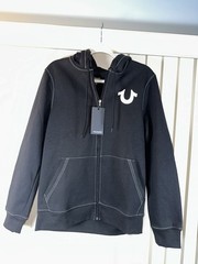 NWT True Religion BIG HS FLOCK ZIP HOODIE, M Jet Black – LIMITED authentic