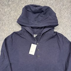 Vince Hoodie Henley Sweatshirt Men’s XXL Blue Cotton Luxury New $145