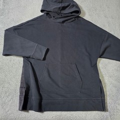 Fabletics Mens M Hoodie Black Oversized Pullover Side Slit Tape French Terry