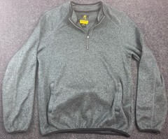 Browning Men’s Large Gray 1/4 Zip Pullover Fleece Sweater Buckmark Hunting
