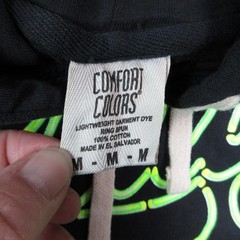 Comfort Colors Hoodie Mens Medium Black Laugh Daily Neon Graphic Pullover NWOT
