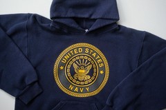 US MILITARY VTG 90s RETRO USA MADE NAVY HOODIE SOFFE SWEATSHIRT REFLECTIVE SZ S