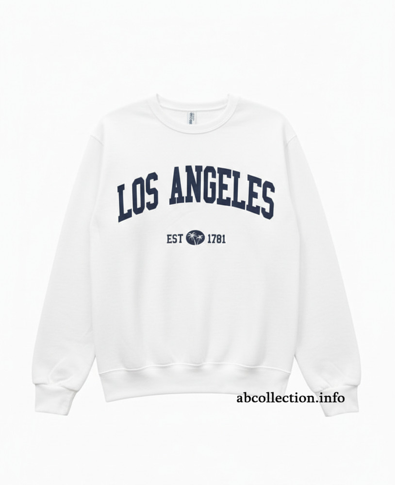 Letter Graphic Round Neck Long Sleeve Sweatshirts Los Angeles EST-1781