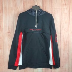 Supply & Demand Stealth Hoodie Men XL Black Red White Cotton Logo Lined Half Zip