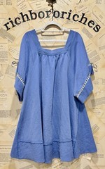 Free People Astoria Sweatshirt Square Neck Wide Short Sleeves Slouchy Blue S NEW