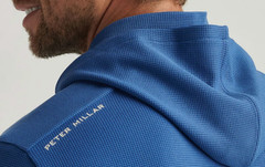 Peter Millar Sailor Blue Grid Performance Half-Zip Hoodie NWT S Golf Sweatshirt
