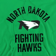 North Dakota Adult Pullover Hoodie Fighting Hawks Logo, Kelly Green, S-3XL