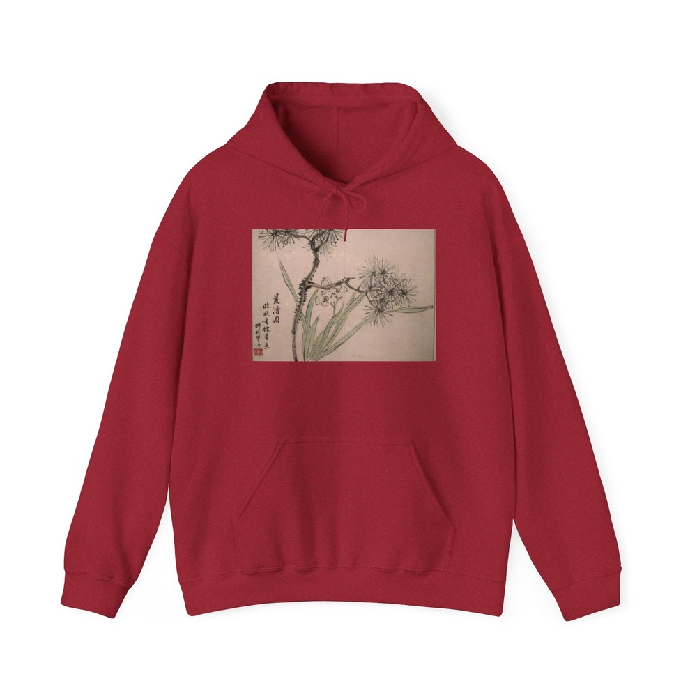 Qing flower painting hoodie