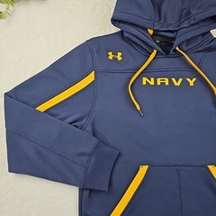 Under Armour Navy Blue US Naval Pullover Hoodie Size S Loose