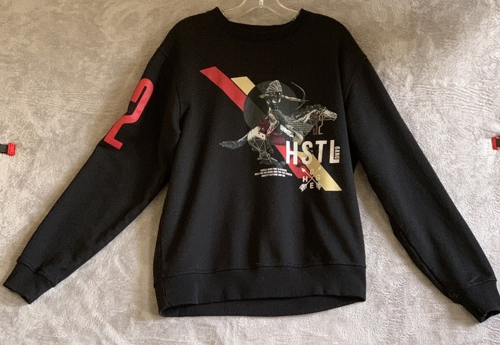 HustleGang HSTL 32 Mens American Native Sweatshirt Black/Red XL See Description