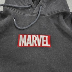 Divided Hoodie Mens Medium Black Marvel Logo Fleece Kangaroo Pocket Sweatshirt
