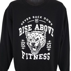 Rise Above Fitness Sweatshirt Mens Size Large Black Never Back Down Workout Gym