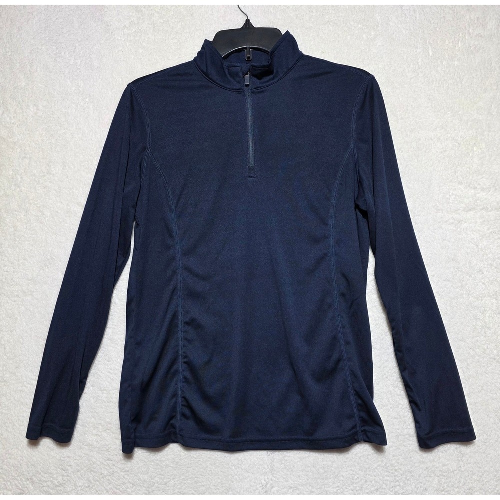 Adidas Navy Blue Quarter Zip Pullover Athletic Performance Mock Neck Top Men’s M