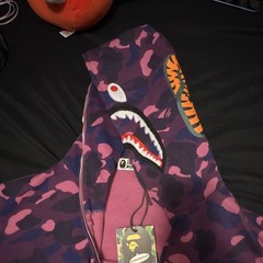 A Bathing Ape BAPE Purple/Pink/Blue Camo Shark Full Zip Hoodie Men’s XXL