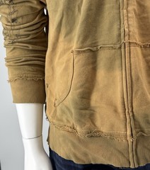 Key Closet Khaki Full Zip Y2K Tie Dye Distressed Graphic Hoodie Size L Deadstock