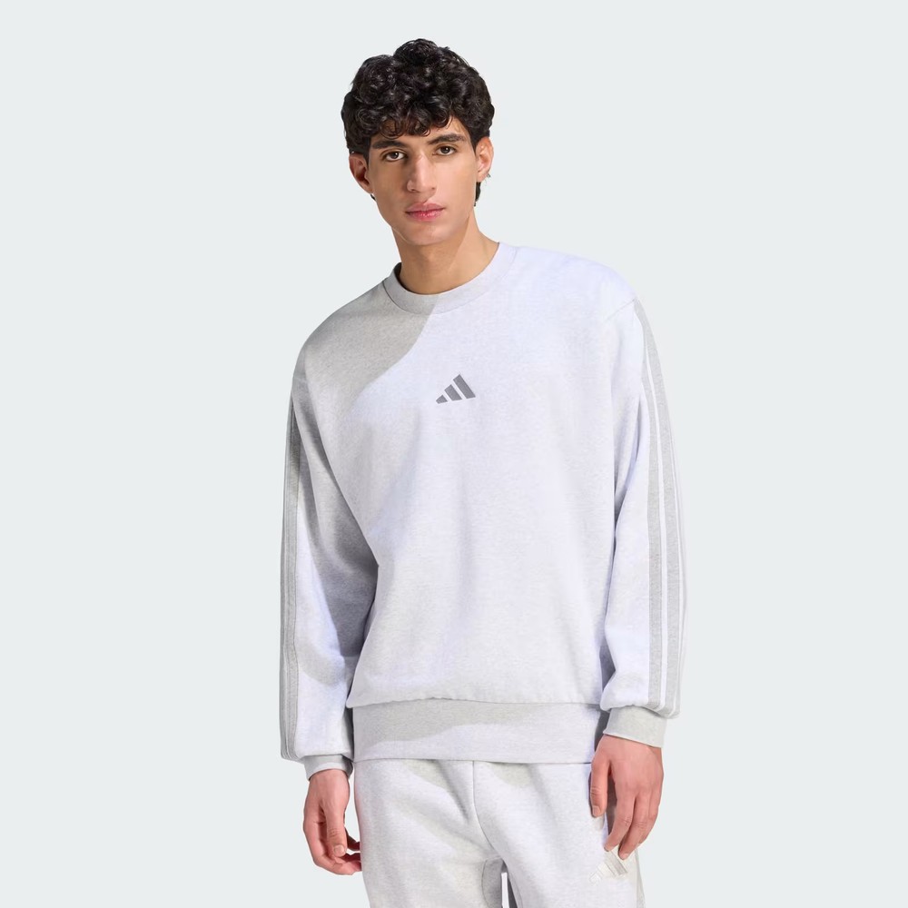 adidas Essentials 3-Stripes Fleece Sweatshirt Grey