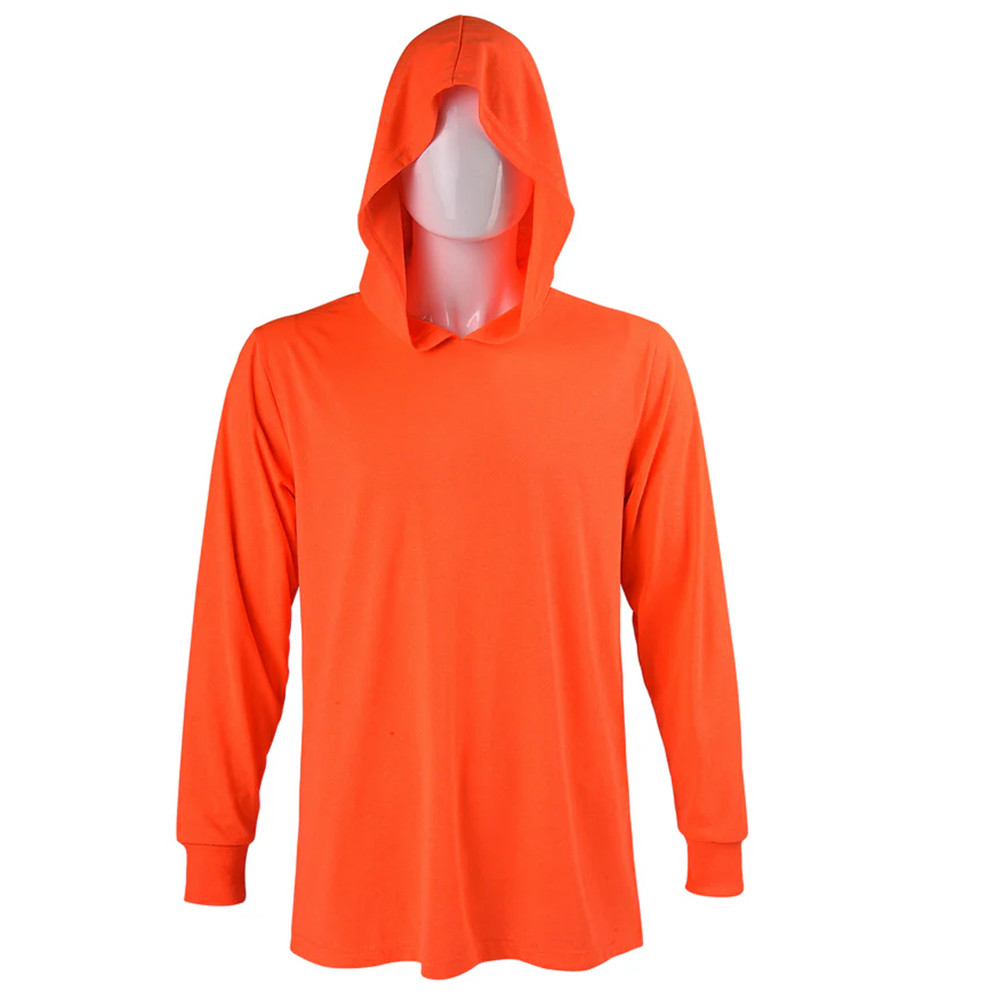 Men’s T Shirt Long Sleeve Hooded Light Weight Fishing Gym Workout Safety Hoodie