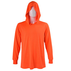 Men’s T Shirt Long Sleeve Hooded Light Weight Fishing Gym Workout Safety Hoodie